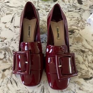 Miu Miu patent red leather loafers, size 36